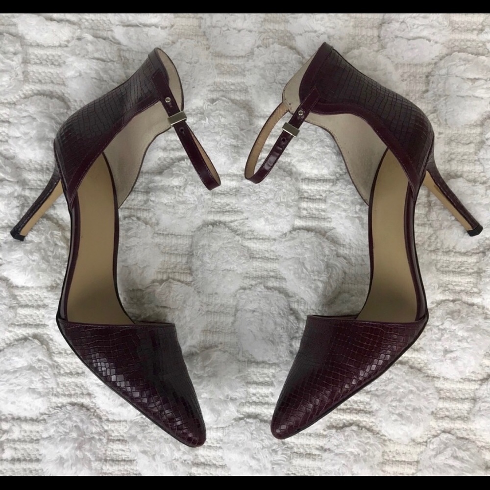 Ann Taylor Wine Red Snakeskin Heels